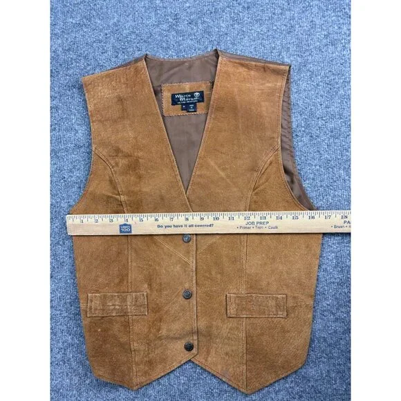 Vintage Marco Morani Leather Vest Men's M Brown Western Snap Up Moto - Picture 3 of 7
